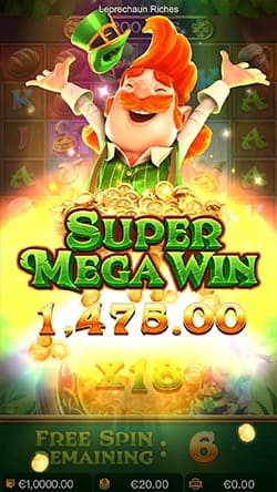 รางวัล Supermega win สล็อต Leprechaun Riches